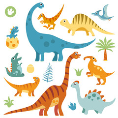 Obraz premium Cute dinosaurs clipart set