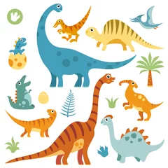 Poster Dinosaurussen Schattige dinosaurussen clipart set