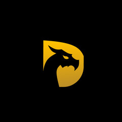 Design logo initials D shapes dragon