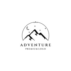 Mountain Adventure Vintage Classic Old Vector Design Logo Icon