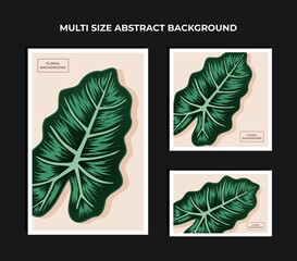Set of tropical leaves background with hand drawn style vector