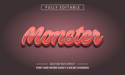 Creative editable font graphic style monster theme 3d text effect. Modern Typography Text Style Concept Vector.