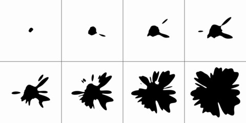 Sequential drawings blots for animation. Vector design.