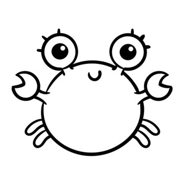 Funny cartoon crab. Colorful red crab character vector illustration. Water animal icon.