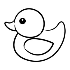 Cute duck cartoon vector illustration. Little yellow Rubber duck icon.