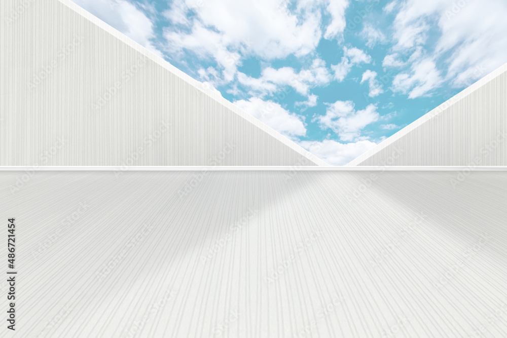 Poster the triangular wall building and the ground form the space science and technology sense background, 