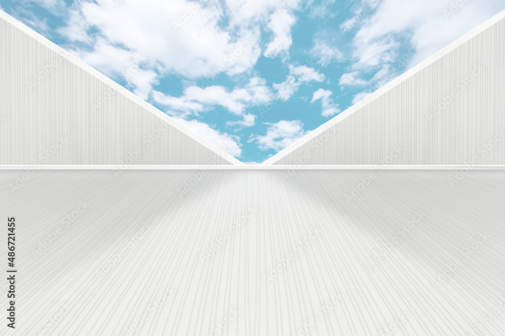 Poster the triangular wall building and the ground form the space science and technology sense background, 