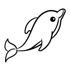 Funny Cartoon dolphin. Cute dolphin vector Illustration on a white background.