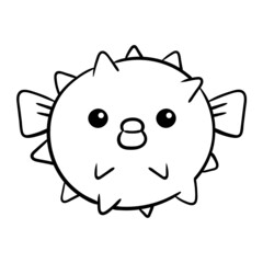 Cute puffer fish. Puffer fish on white background. Vector cartoon character illustration