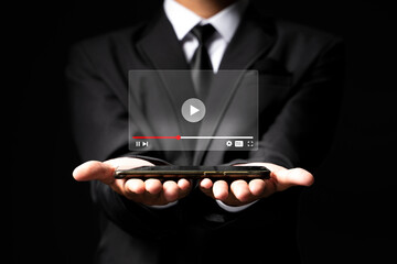 streaming online, watching video on internet hologram concept