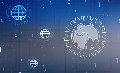 2d illustration Abstract futuristic electronic circuit technology background