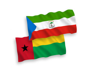 Fototapeta premium Flags of Republic of Equatorial Guinea and Republic of Guinea Bissau on a white background
