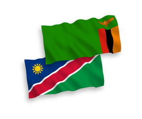 Flags of Republic of Zambia and Republic of Namibia on a white background