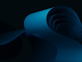 3d render illustration colorful 3d spiral abstract digital illustration dark blue background pattern. 