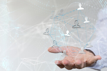 Global network. Blockchain. 3D illustration. Neural networks and artificial intelligence. Abstract