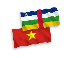 Flags of Central African Republic and Vietnam on a white background