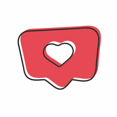 Emoticon heart on speech tought speech bubble icon design. Like sign icon.