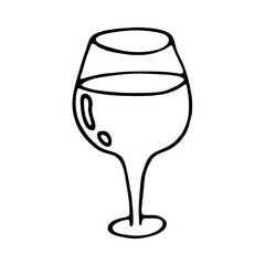 doodle cocktail glass isolated on a white background. Elements of celebration. Doodle, simple outline illustration. A symbol of a holiday, New Year, Christmas, Birthday, Wedding.