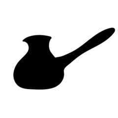 Turk for brewing coffee, black silhouette. Turk, cezve, black icon on a white background. Vector illustration.