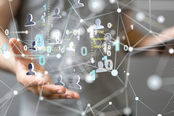Global network. Blockchain. 3D illustration. Neural networks and artificial intelligence. Abstract  3d