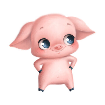 Illustration of cute cartoon animal pig