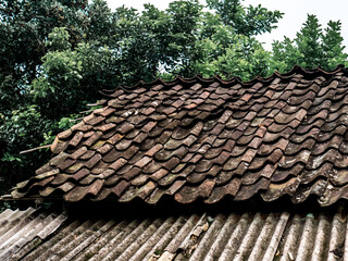 tile roof of an old house
