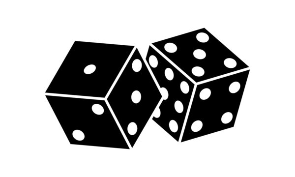 Black dice cubes. Abstract icon with two dice cubes. Vector 10 EPS.
