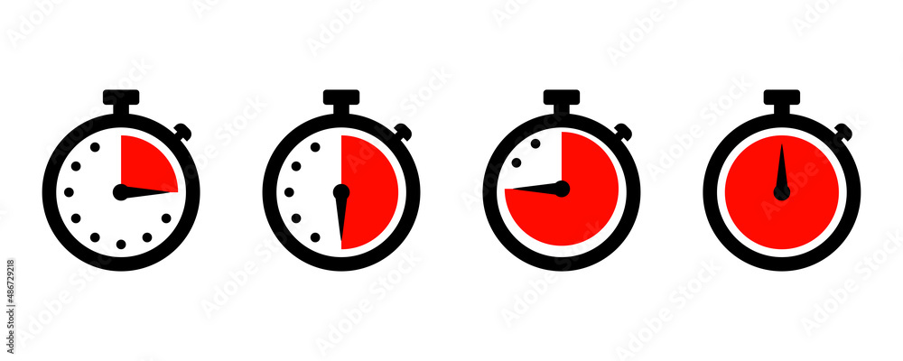 Poster timer stopwatch on white background. countdown timer symbol vector icon collection set. express deli