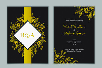 Black and gold wedding invitation