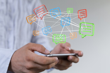 3D rendering flying email icon and web flying