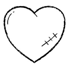 Hand-drawn Heart Flat Icon Isolated On White Background