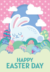 easter egg and bunny cute elements seamless design