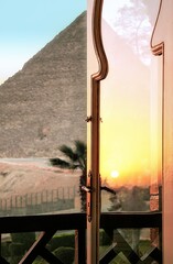 view from the window to pyramids