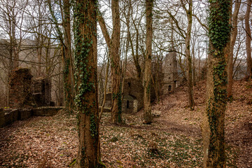 Ruine einer Burg mitten im Wald