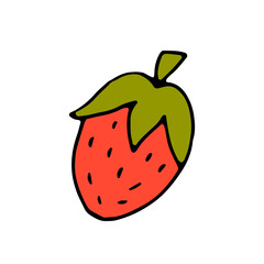Strawberry. Wild berry. Healthy natural food. Vitamins. Vegetarian. Vector. Doodle. Hand-drawn illustration.