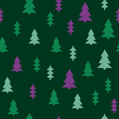 Abstract Christmas seamless pattern with decorative Christmas tree. Print for greeting cards, fabric or wrapping paper designs. Eps 10 vector illustration.