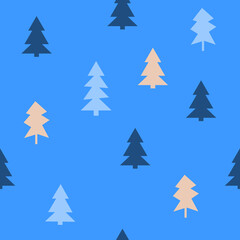 Obraz premium Abstract Christmas seamless pattern with decorative Christmas tree. Print for greeting cards, fabric or wrapping paper designs. Eps 10 vector illustration.