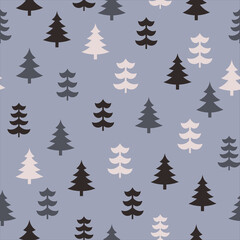 Abstract Christmas seamless pattern with decorative Christmas tree. Print for greeting cards, fabric or wrapping paper designs. Eps 10 vector illustration.
