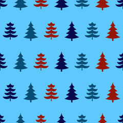 Abstract Christmas seamless pattern with decorative Christmas tree. Print for greeting cards, fabric or wrapping paper designs. Eps 10 vector illustration.