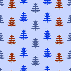 Fototapeta na wymiar Abstract Christmas seamless pattern with decorative Christmas tree. Print for greeting cards, fabric or wrapping paper designs. Eps 10 vector illustration.