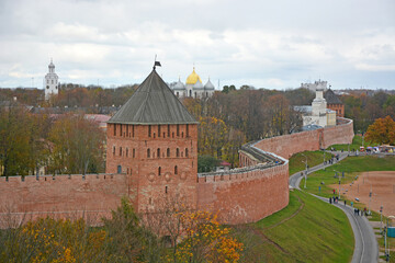 Novgorod Kremlin in autumn season. Veliky Novgorod, a historical city in Russia that is over 1000...