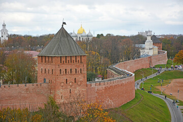 Novgorod Kremlin in autumn season. Veliky Novgorod, a historical city in Russia that is over 1000...