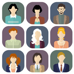 People, students, office workers. Set of vector avatars.