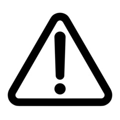 Triangular icon with exclamation mark, black symbol for danger or risk, isolated on white background