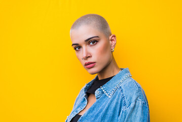 Beautiful woman with shaved hair
