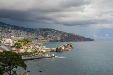 Fototapeta na wymiar Eastern part of Funchal with its step coast.