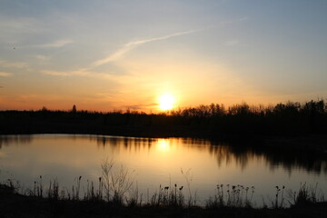 Fototapeta na wymiar Glow Of Sunset, Pylypow Wetlands, Edmonton, Alberta
