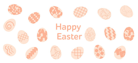 Set easter eggs on white background. Vector isolated illustration with icons of color eggs. For web, banners, greeting cards, posters, decorating storefront, wrapping. Trendy color