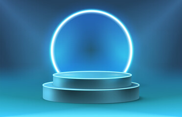 Abstract podium background. Realistic of empty platform with light effects. Vector illustration