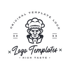 chef character logo. reliable chef logo template.